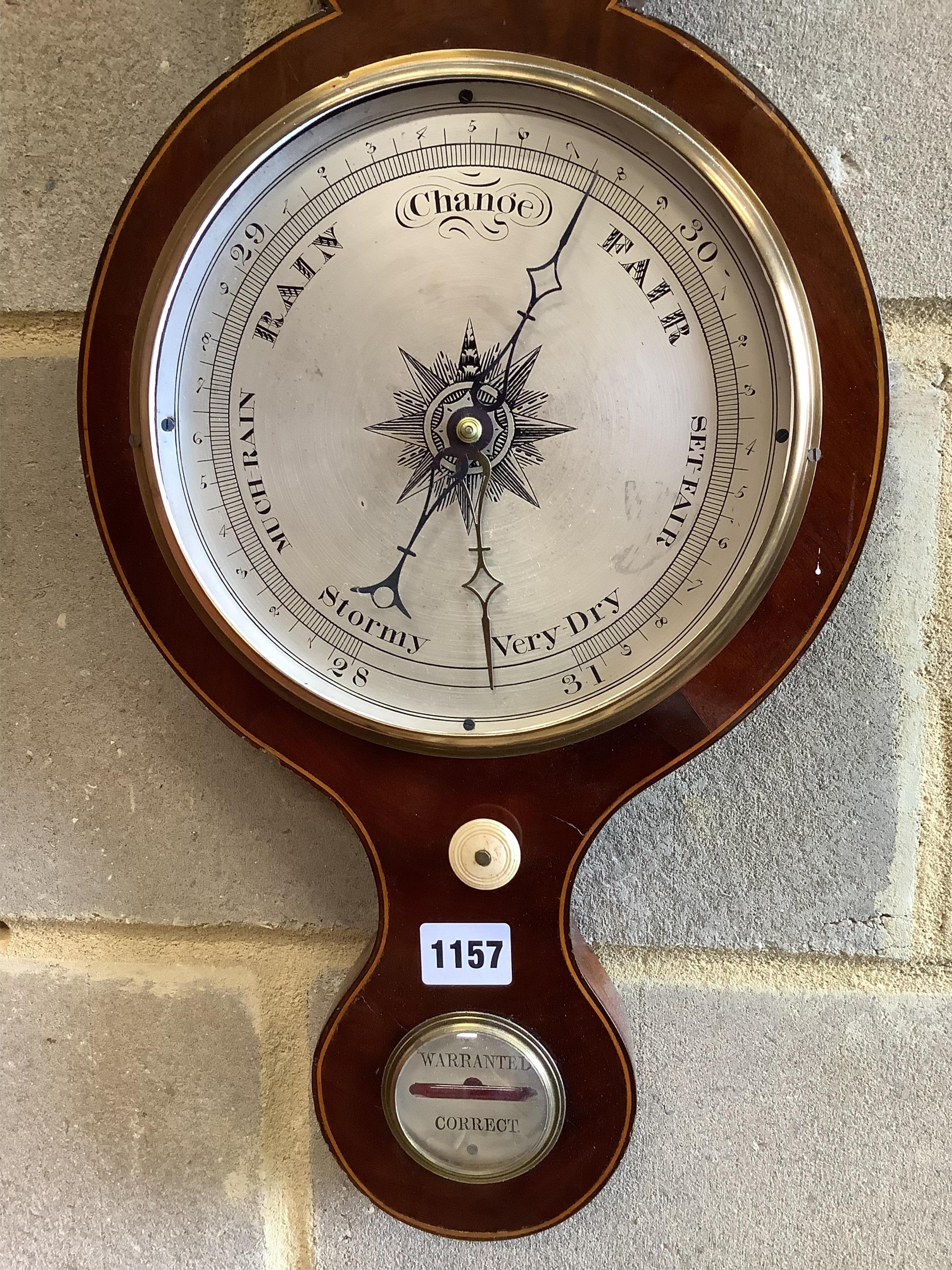 A 19th century mahogany wheel barometer, height 98cm